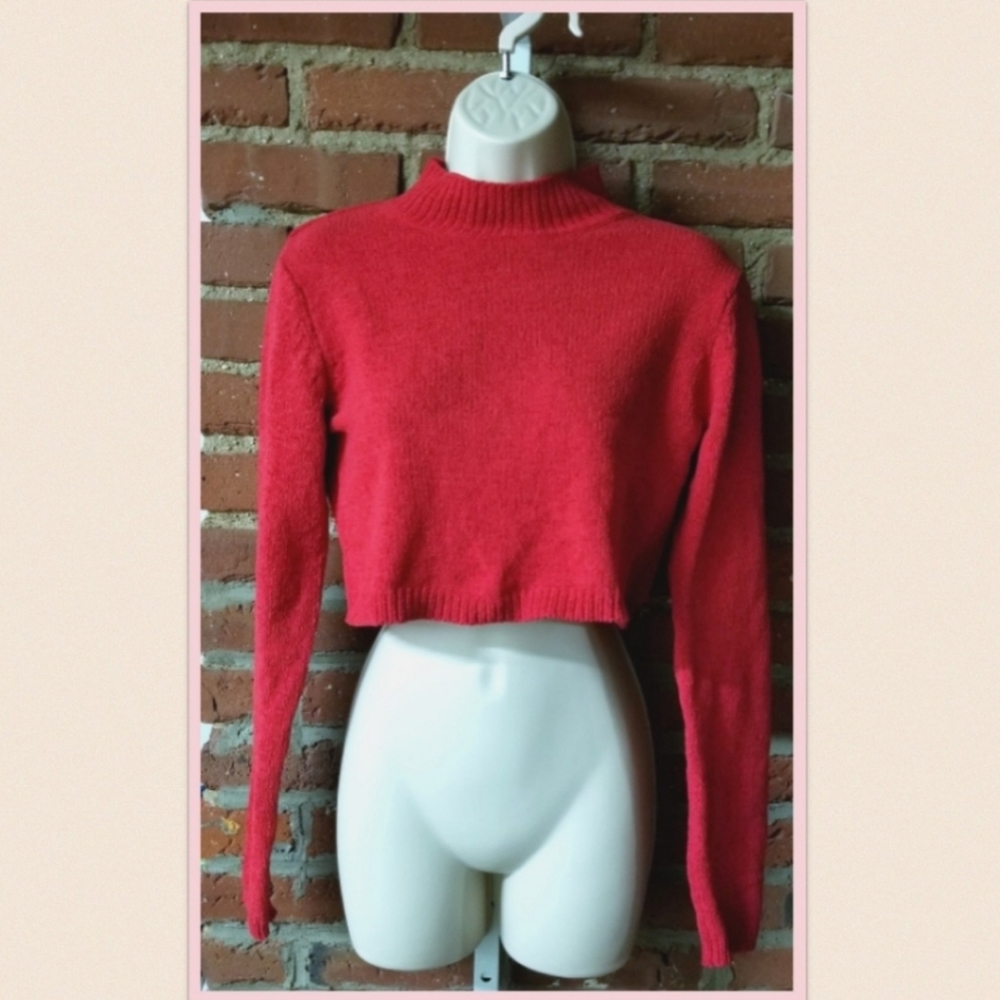 Velvety Mock Neck Cropped Sweater (PLUS Avail.) - Picture 2 of 4